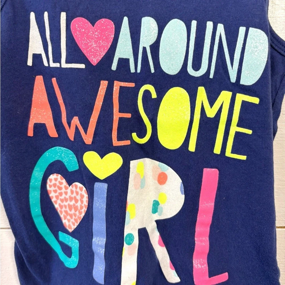 Carter’s 5T Girls Tank Top All Around Awesome Girl Graphic